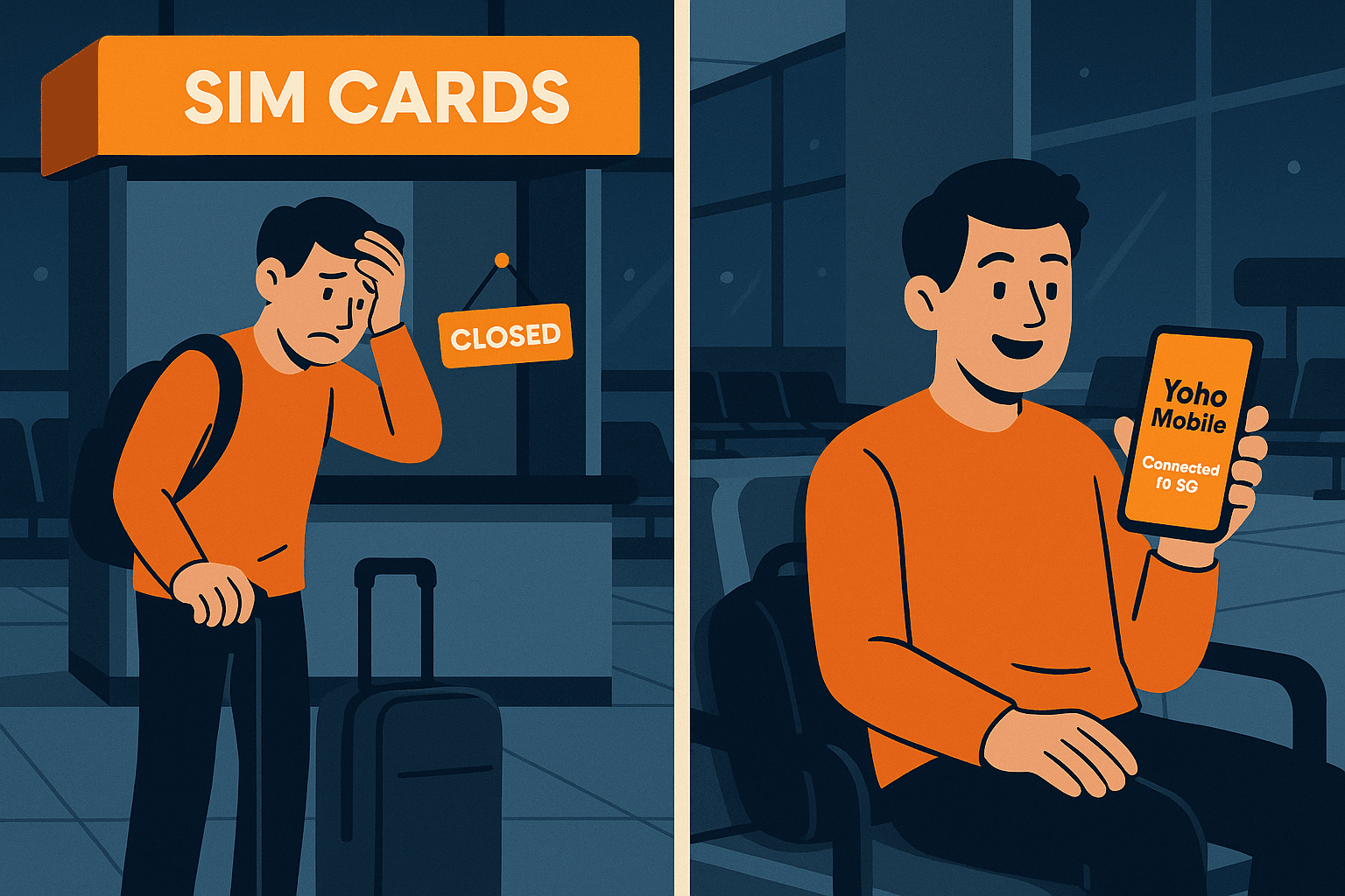 Landed Late? Yoho Mobile eSIM vs. Airport SIM Card Counter