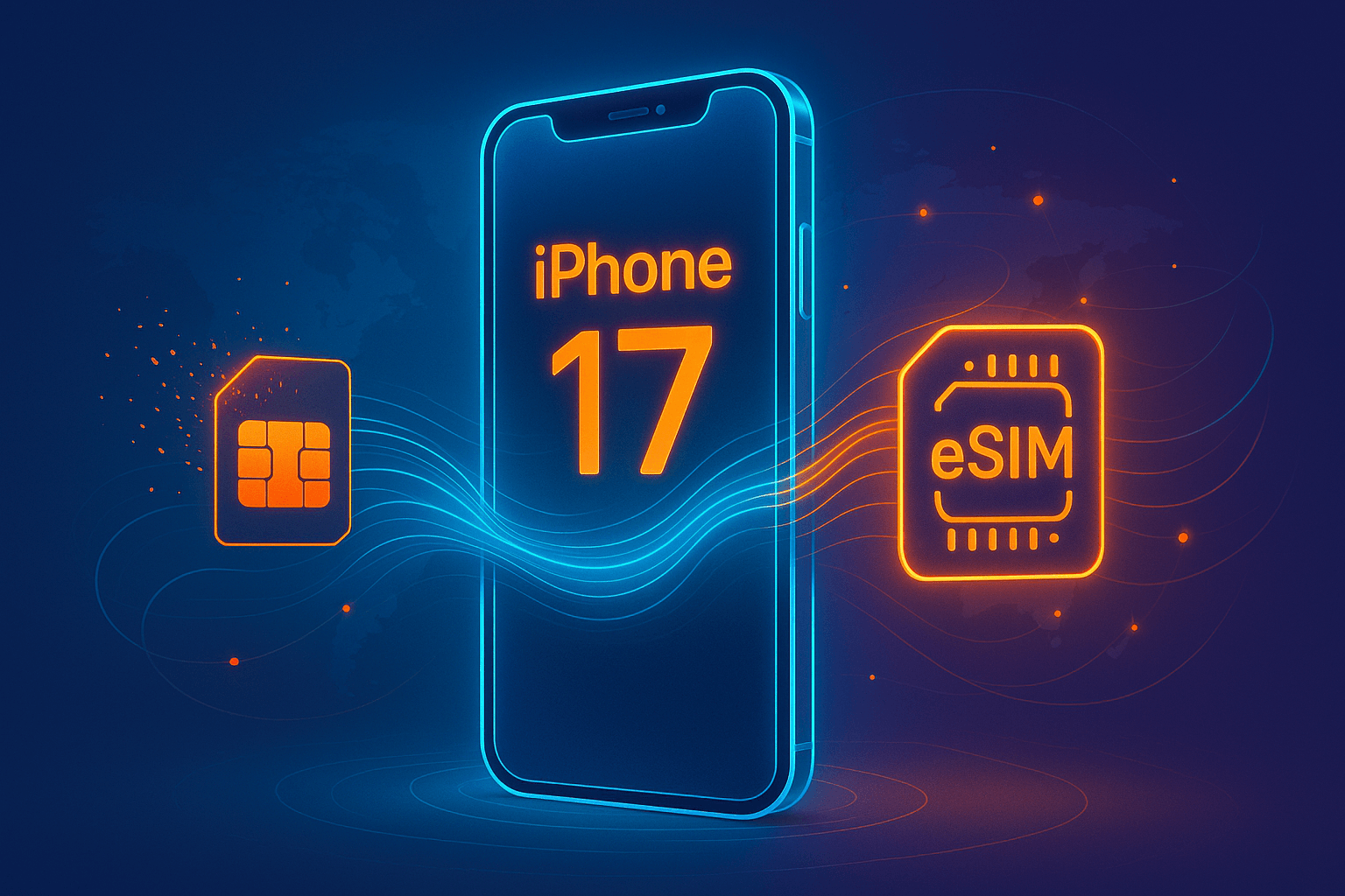 A sleek, futuristic illustration symbolizing the shift from physical SIM cards to eSIM technology.