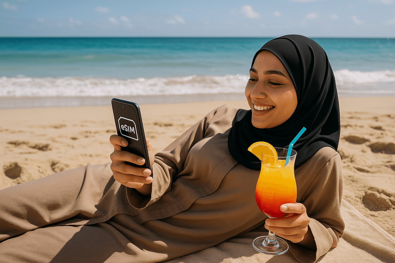 Traveler enjoying social media abroad with eSIM