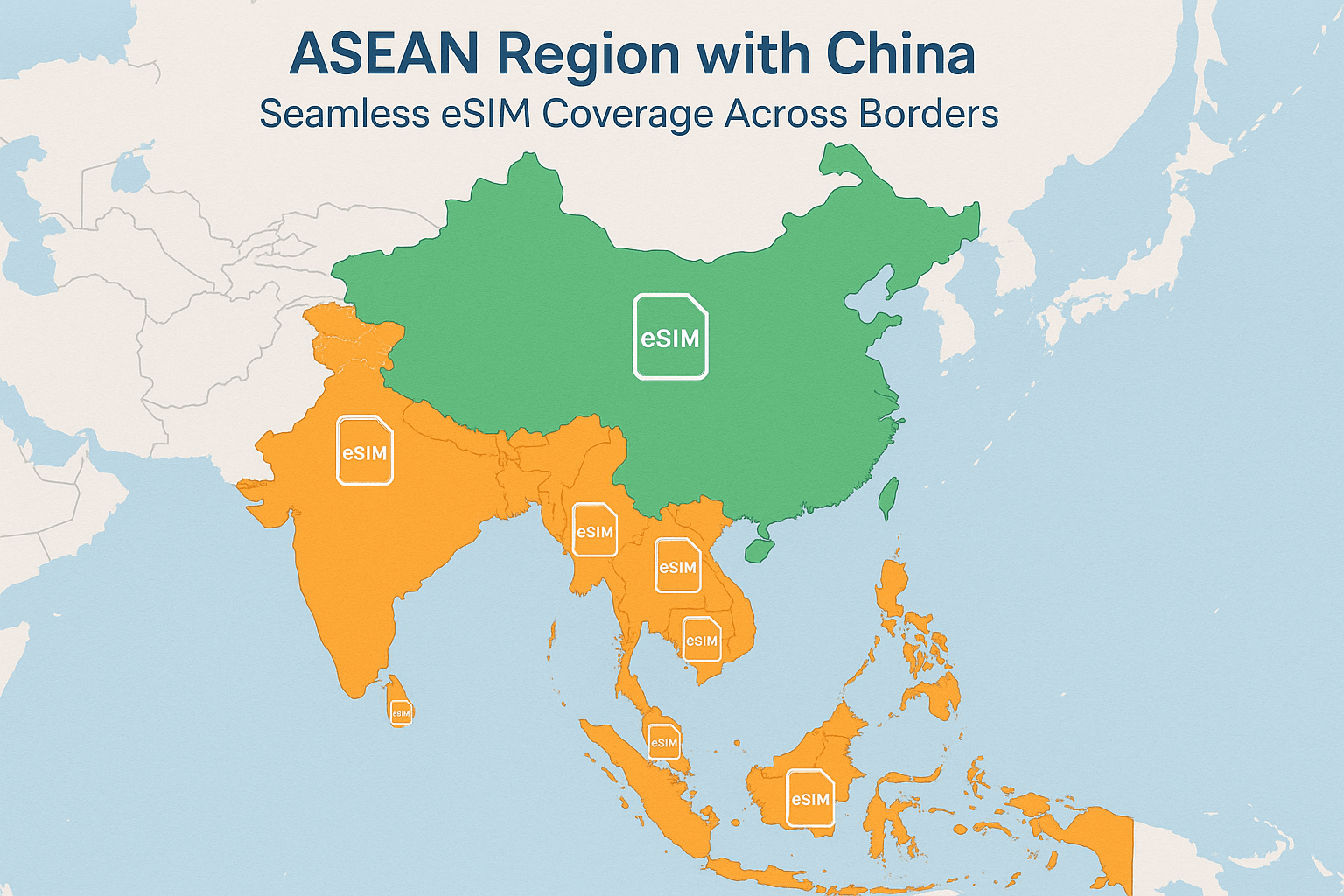 ASEAN region with eSIM coverage
