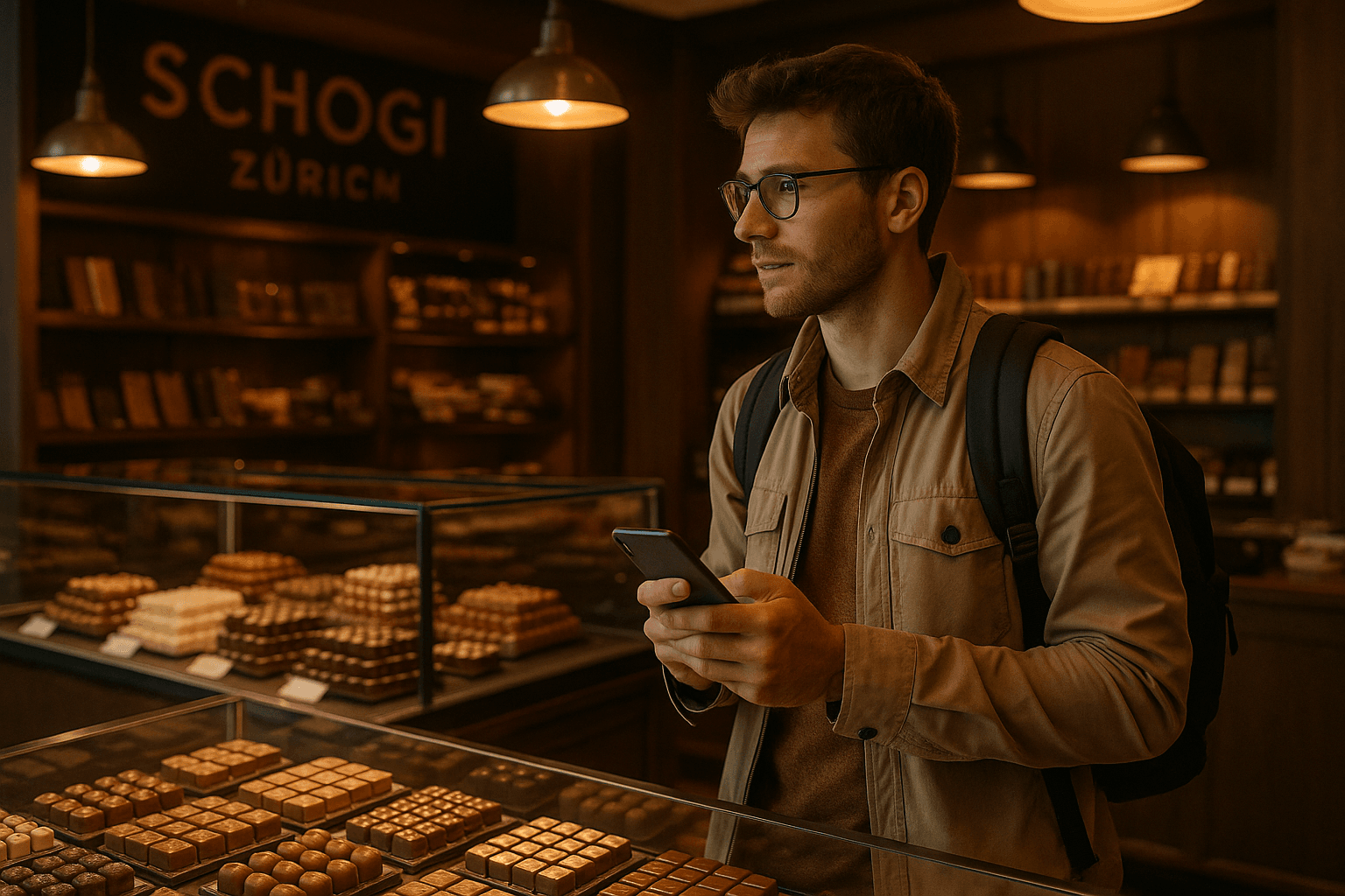 Traveler visiting Lindt Home of Chocolate