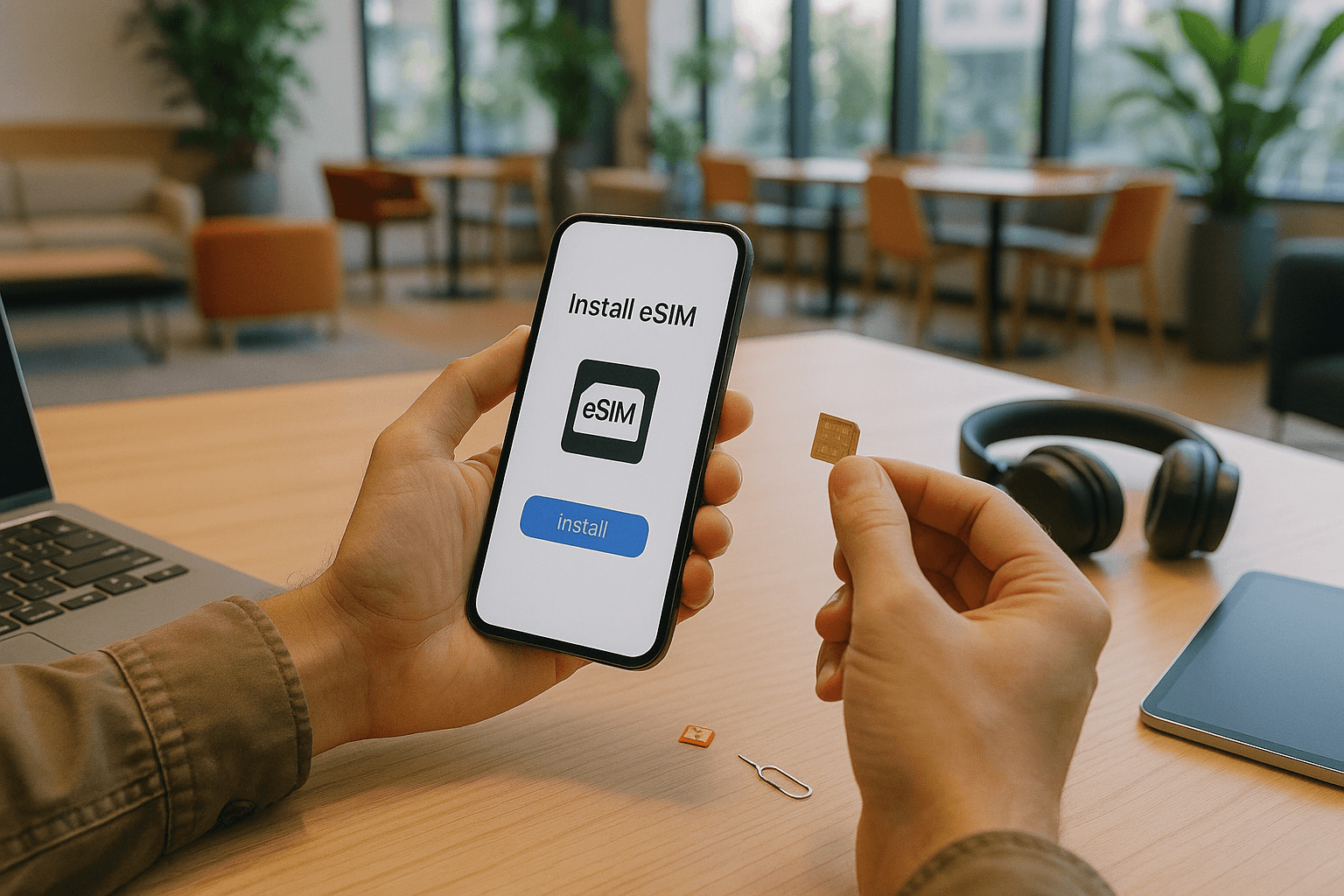 Traveler Installs eSIM