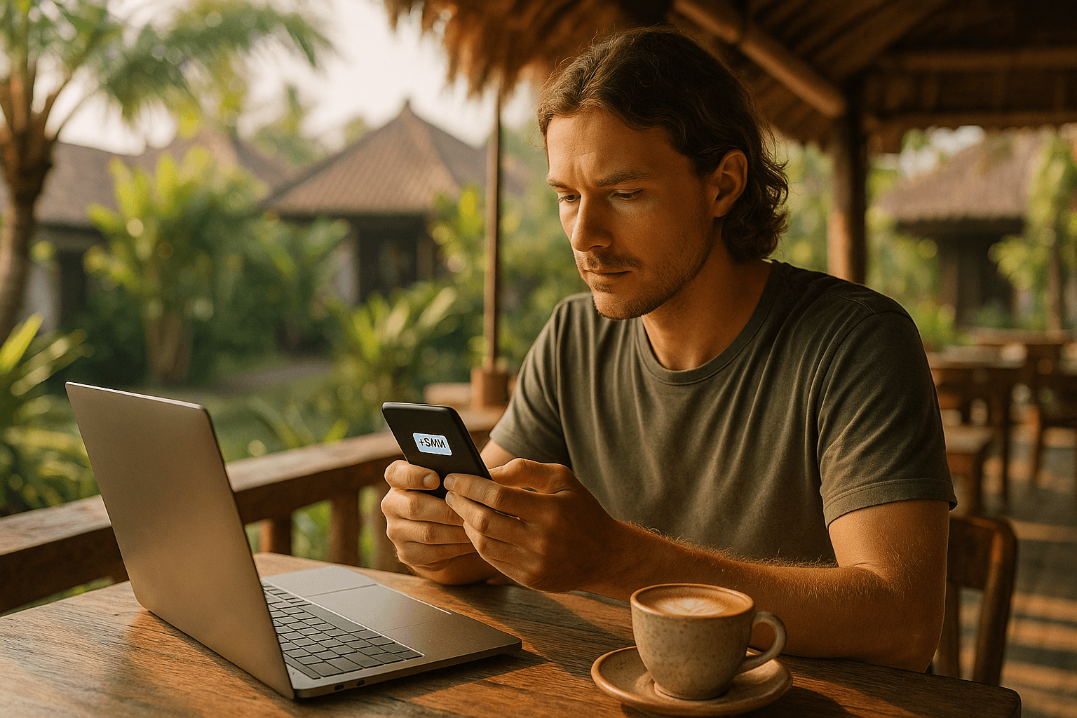 Digital Nomad in Bali Café