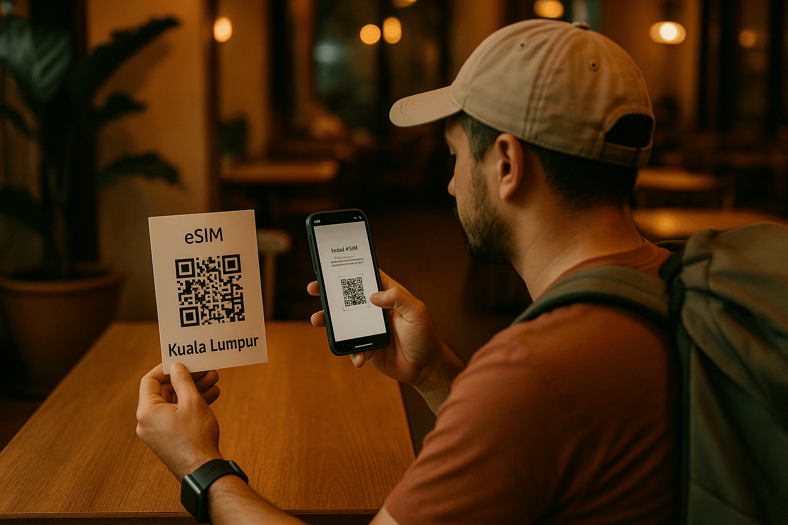 Traveler Setting Up eSIM