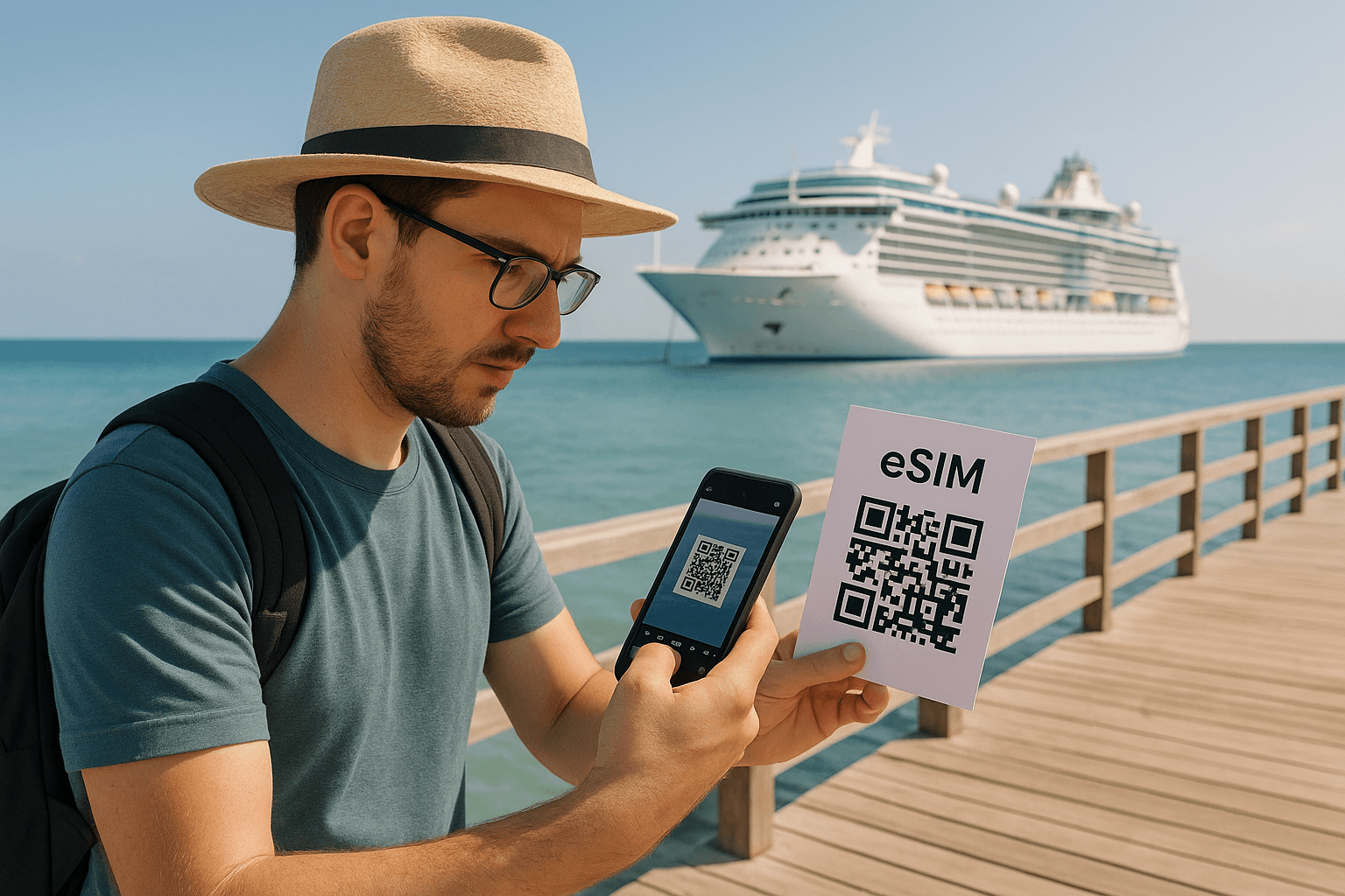 Traveler on Beach Pier