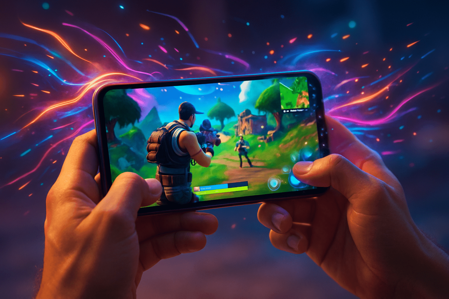An illustration of how much data does gaming use when playing a popular battle royale game on a smartphone