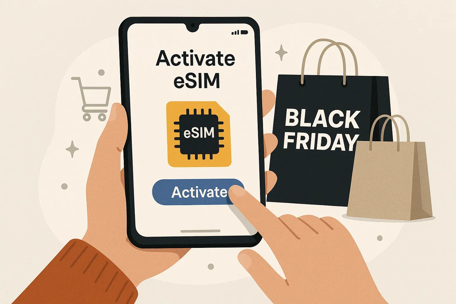 Activating an eSIM for seamless shopping for the black friday