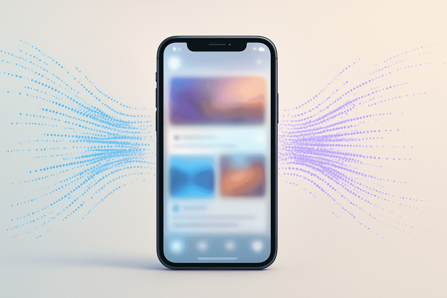Smartphone with abstract data streams, illustrating how much data does Instagram use in 2025