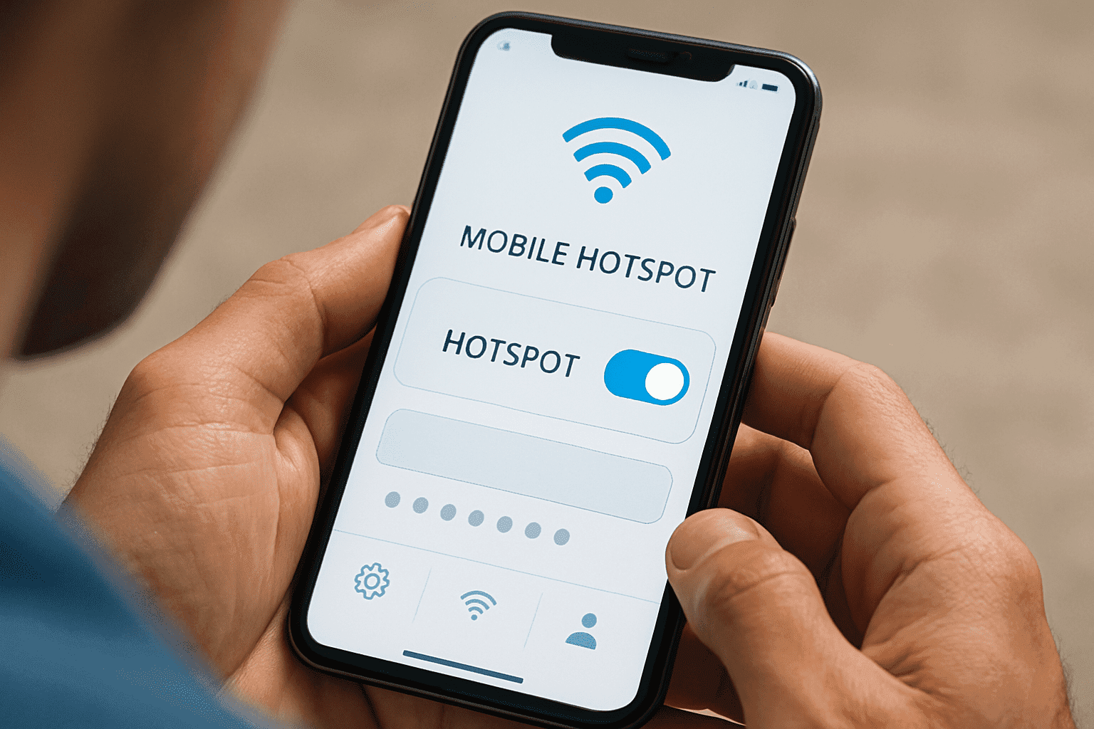 لقطة مقربة لشخص يقوم بتفعيل ميزة نقطة اتصال eSIM في إعدادات هاتفه الذكي.