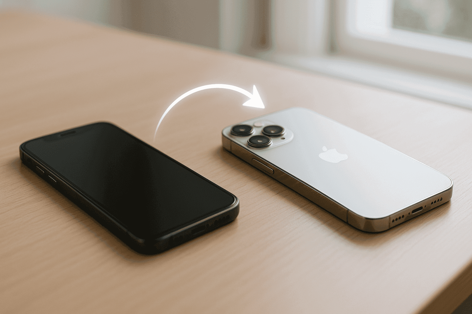 A visual guide to transfer eSIM to new iPhone, showing the digital process between two devices