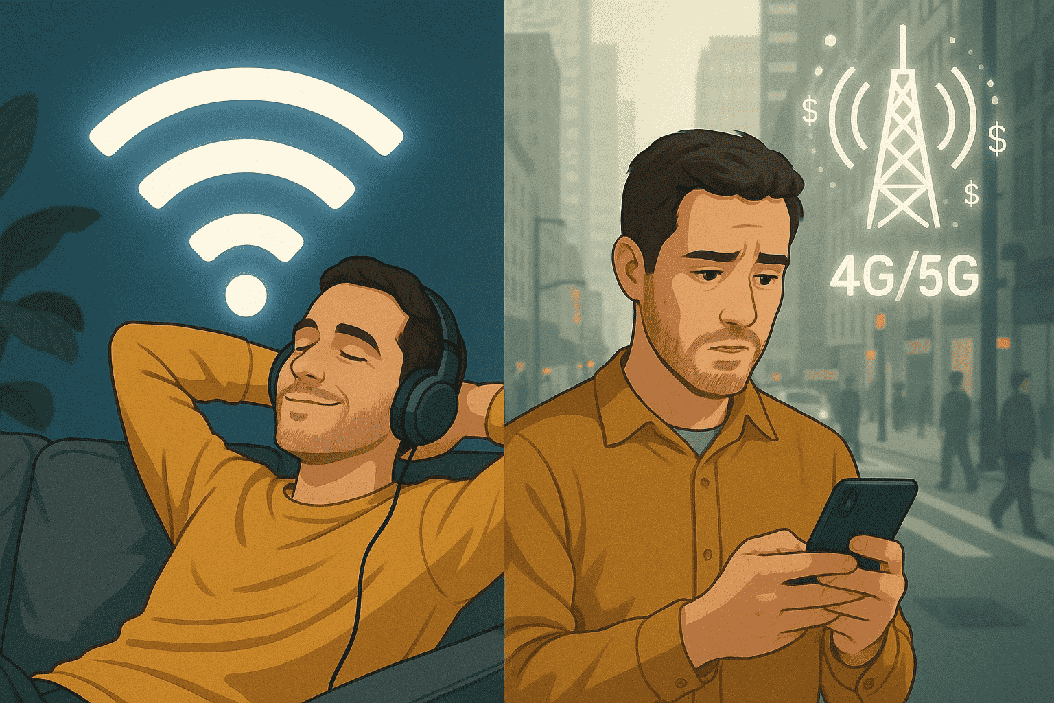 A visual comparison of streaming on Wi-Fi vs. cellular to understand how much data does Pandora use