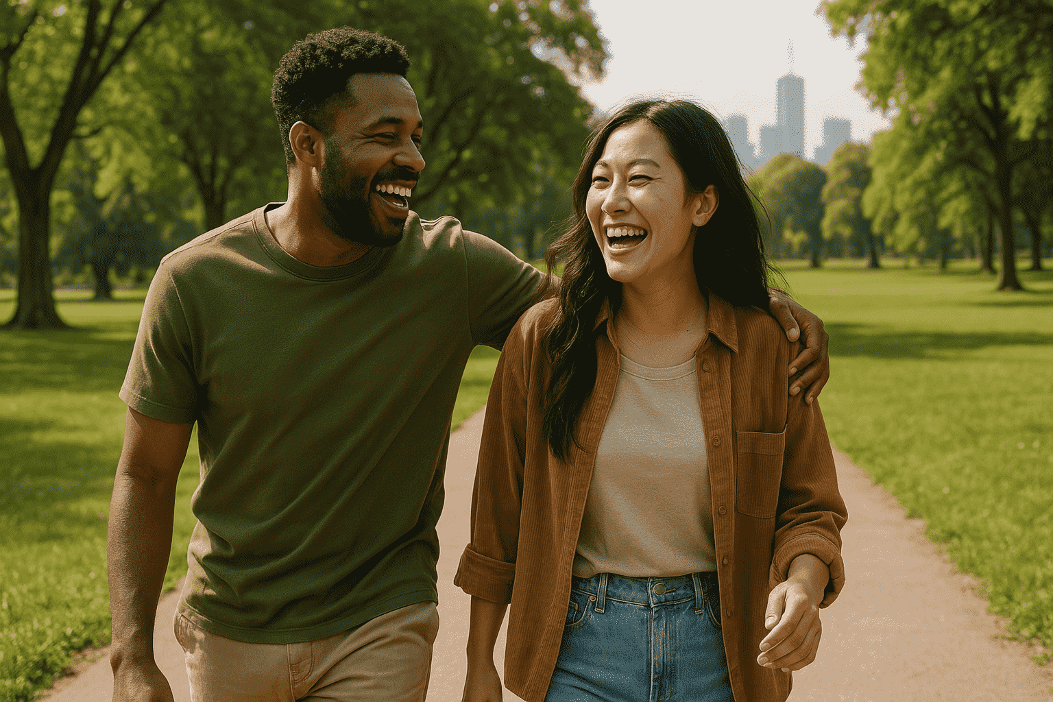 Amigos a desfrutar de um passeio num parque, uma atividade gratuita que mostra como viajar barato