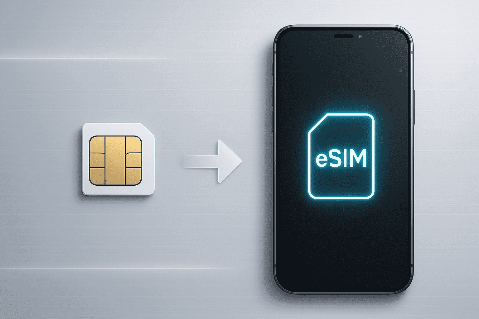 A comparison of a physical SIM and a digital eSIM, an alternative to a sim card locked.