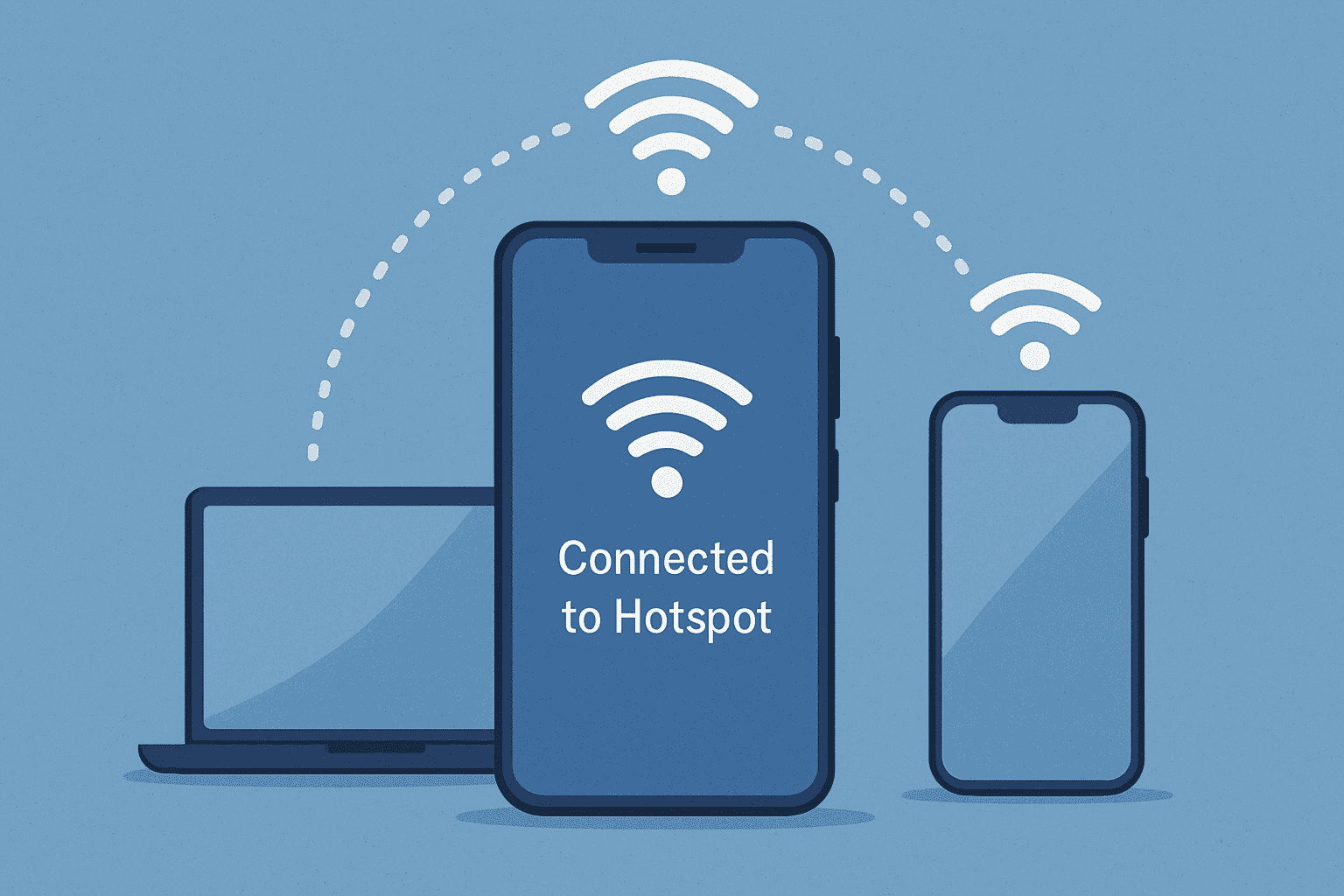 A visual breakdown of tethering vs hotspot, showing a single vs. multiple device connection.