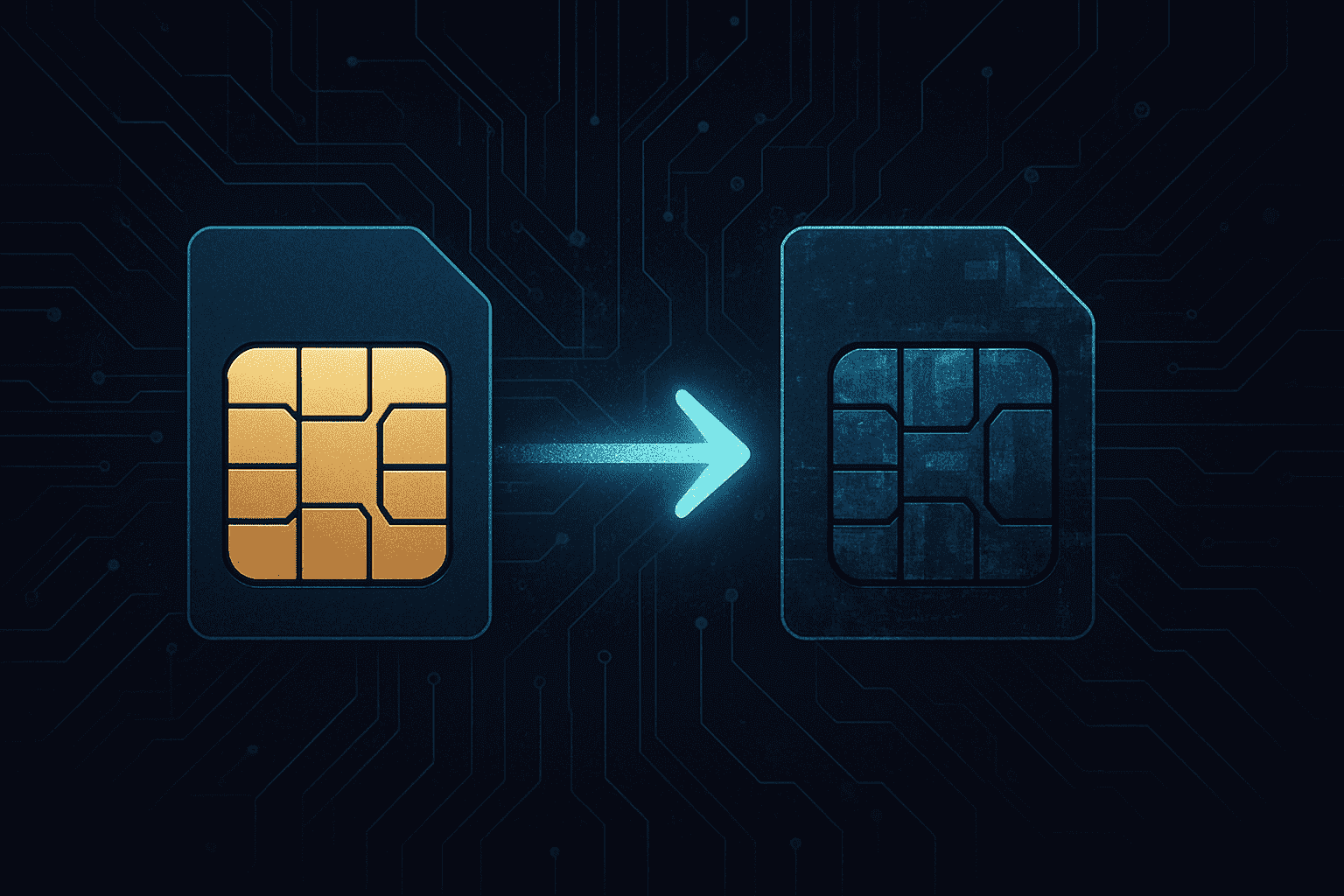 Visuel abstrait d'une attaque par échange de carte SIM en cours, essentiel pour savoir si vous avez été victime d'un échange de carte SIM