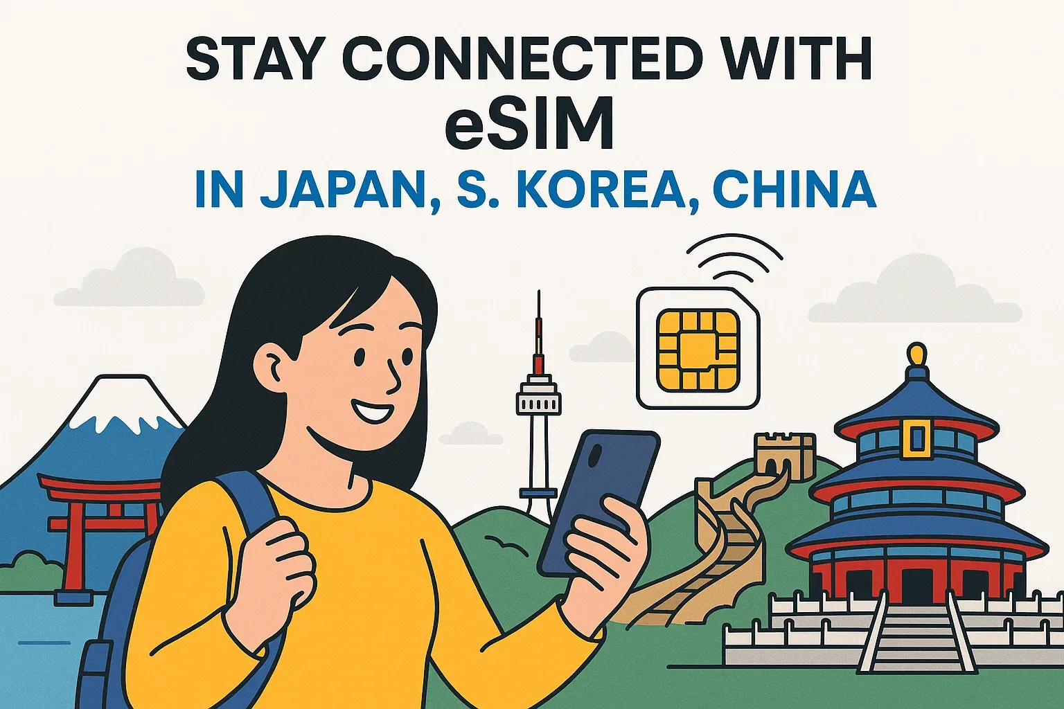 Stay connected with eSIM in Japan, S. Korea, China