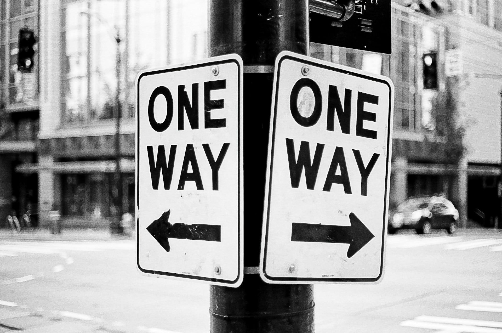 Person deciding between two paths