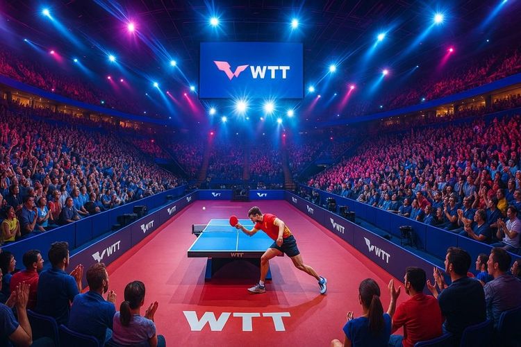panoramic arena during an international WTT table tennis match