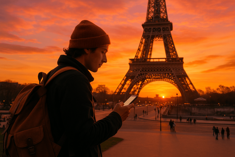 Sunset at Eiffel Tower