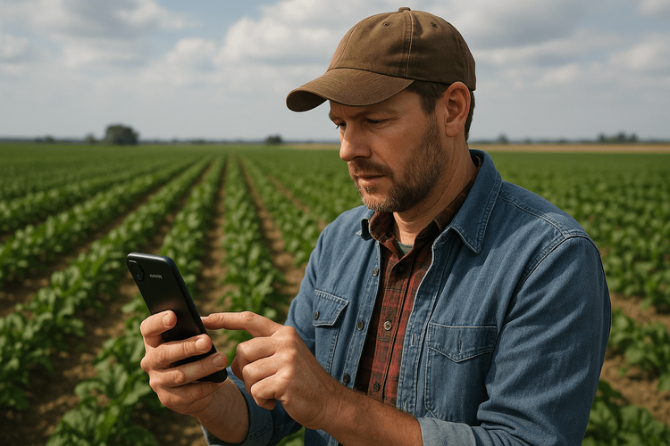 Farmer with phone