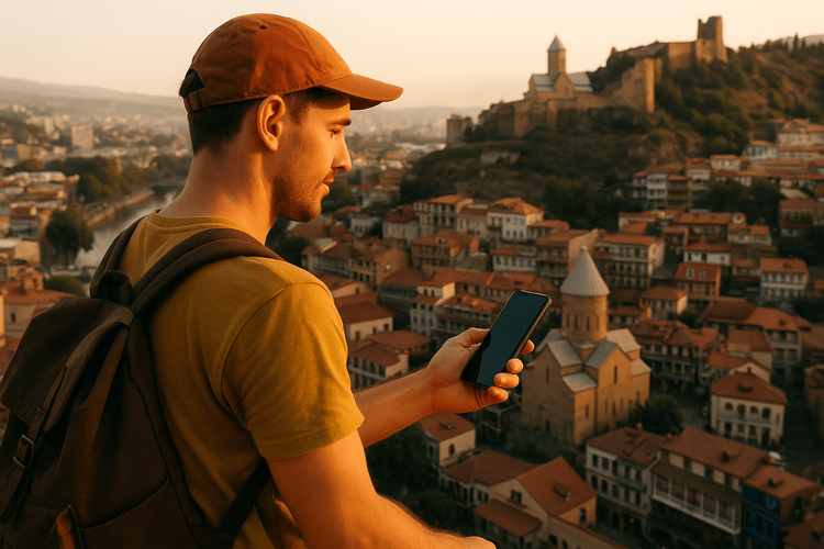 Traveler Overlooking Tbilisi