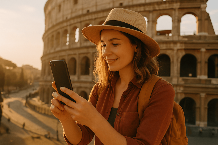 Traveler at Colosseum