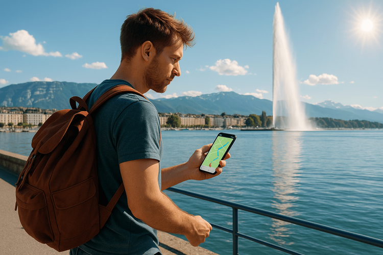 Traveler Near Lake Geneva