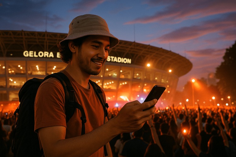 Traveler Amid Concert Vibes
