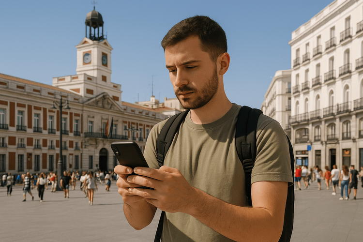 Traveler in Puerta del Sol