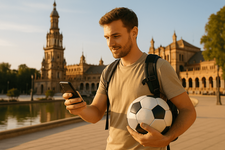 Traveler at Plaza de España