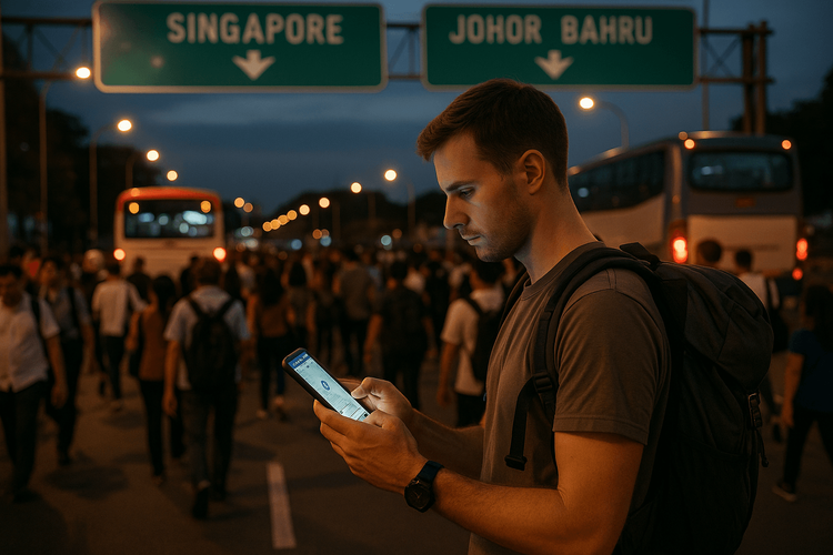 Traveler at Border Crossing