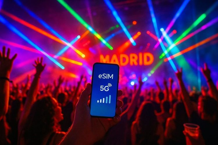 Crowd cheering at a music festival in Madrid