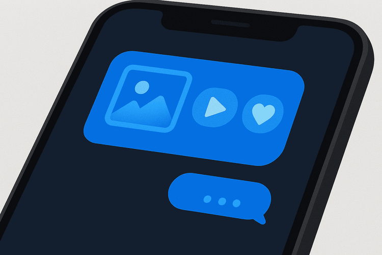 Smartphone screen displaying rich RCS features like photo sharing and reactions, showing the difference between sms and rcs capabilities