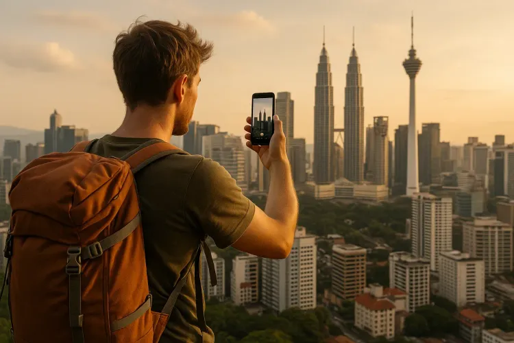 Traveler overlooking Kuala Lumpur