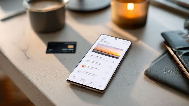 A close-up of an OPPO Find X9 Pro on a desk, showing the eSIM settings page, with soft lighting and a clean tech aesthetic; focus on clarity and modern travel readiness