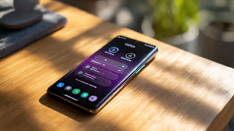 A close-up shot of an OPPO Find X9 on a wooden desk, screen displaying mobile network and eSIM setup options, bright natural lighting, modern travel-tech theme, helpful instructional tone
