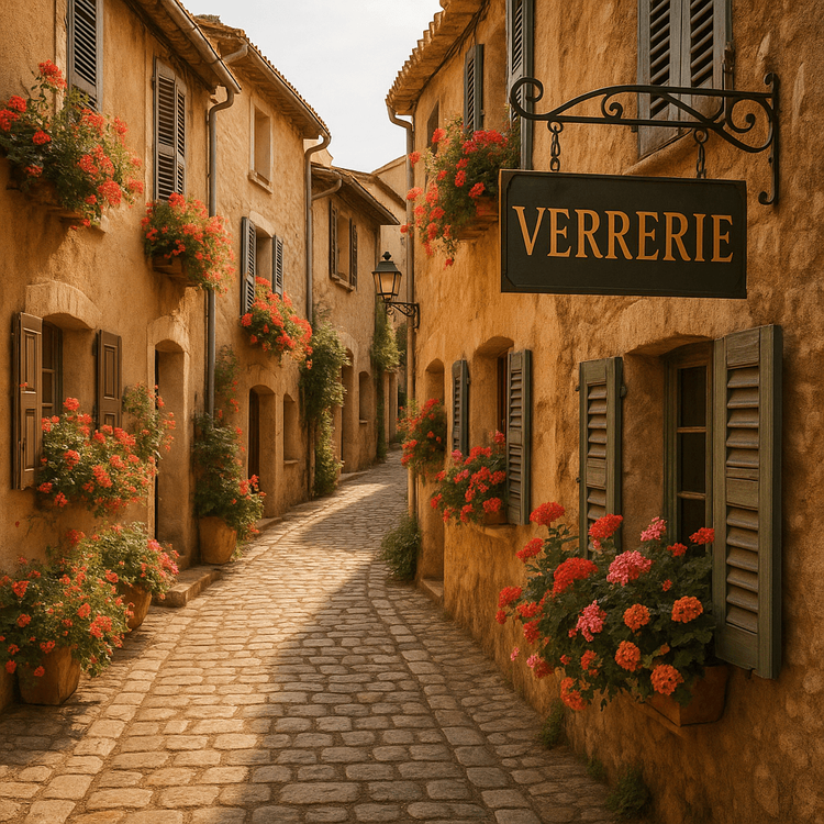 A quaint, picturesque cobblestone street in the artistic village of Biot, a hidden gem in the South of France.