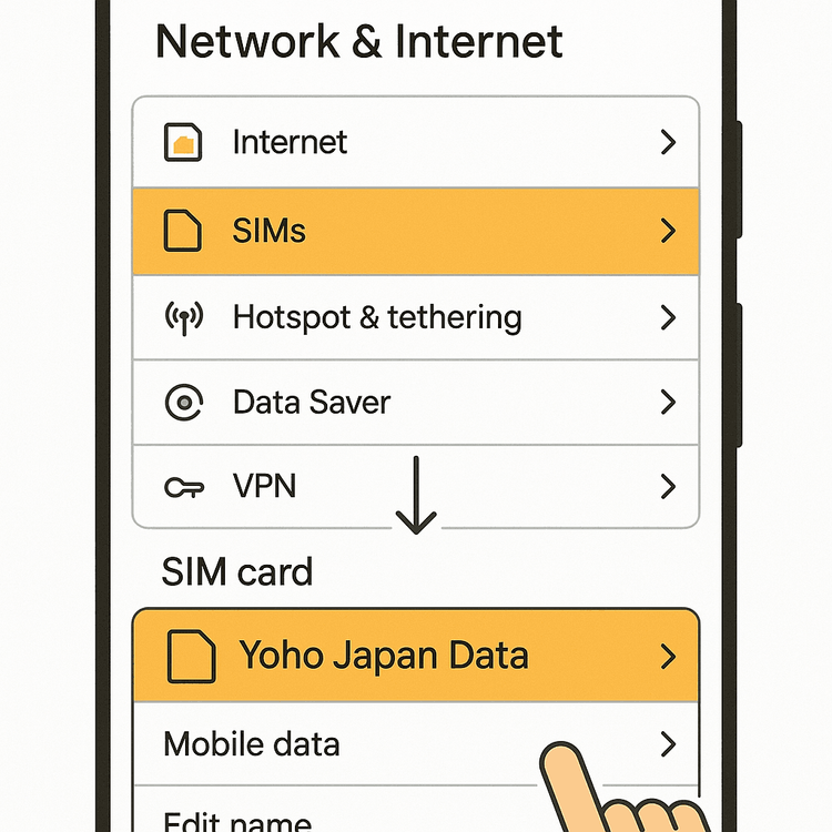 Visual instructions for naming a cellular plan on an Android device.
