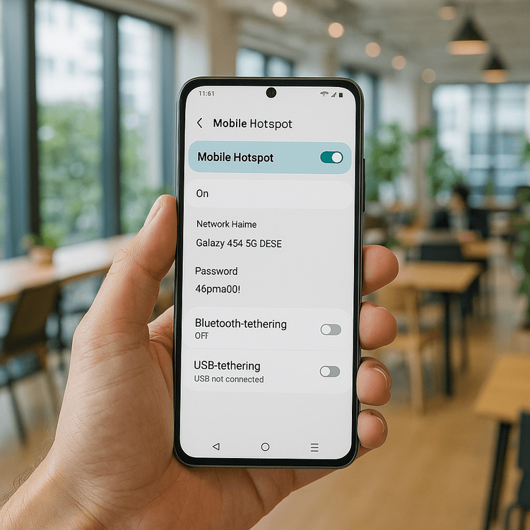 How to enable mobile hotspot and tethering on an Android device using eSIM data.