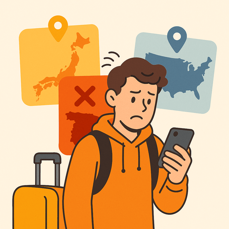 A traveler confused after buying an eSIM for the wrong country.