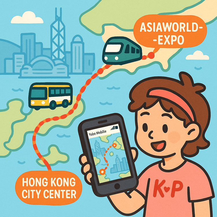 A K-pop fan using a Yoho Mobile eSIM on their phone to navigate to AsiaWorld-Expo in Hong Kong.