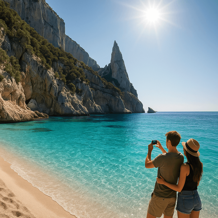 A stunning view of Cala Goloritzé beach in Sardinia, a perfect destination for an Italy vacation.