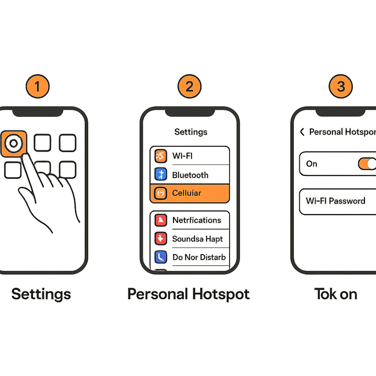 A step-by-step guide on how to activate a personal hotspot on an iPhone for Yoho Mobile eSIM users.