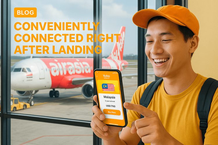 Cestujete s AirAsia? Pořiďte si eSIM pro Malajsii a Jihovýchodní Asii od Yoho Mobile