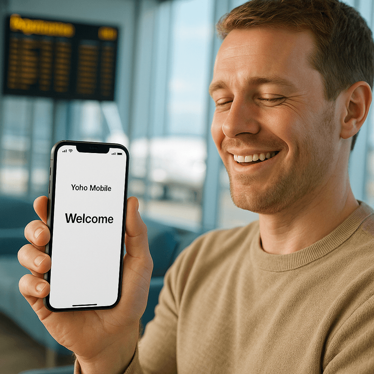 A traveler successfully connected to the internet with a Yoho Mobile eSIM on their iPhone.