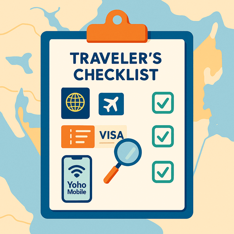 A travel preparation checklist for the UAE, including visa verification and getting a Yoho Mobile eSIM.