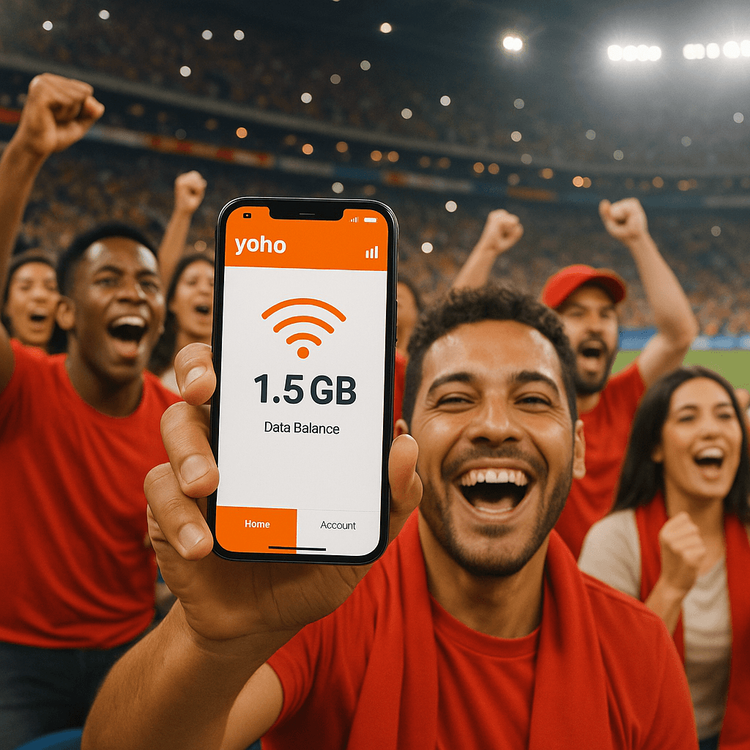 Soccer fans celebrating at the STL Champions Cup while staying connected with a Yoho Mobile USA eSIM.