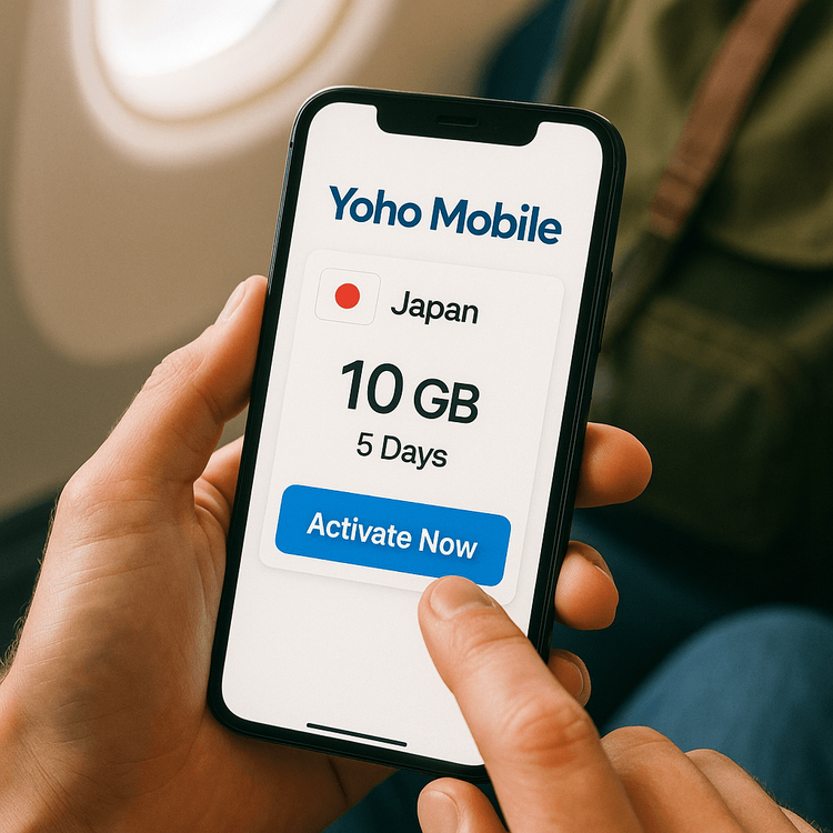 Activating a Yoho Mobile eSIM for Japan easily through the mobile app before traveling.