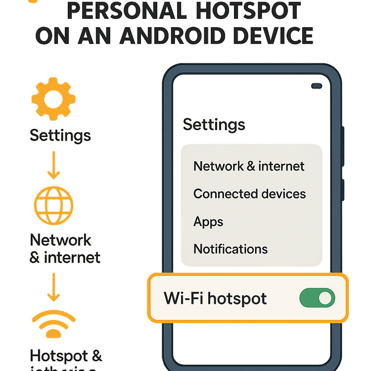 Step-by-step guide on how to set up a personal hotspot with a Yoho Mobile eSIM on an Android phone.
