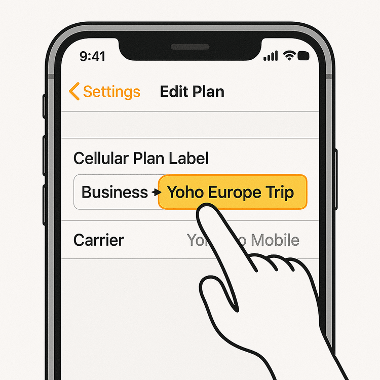 Step-by-step guide on how to label a cellular plan on an iPhone.